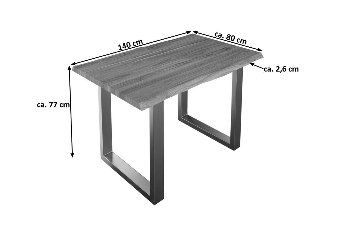 ESSTISCH LAUREN - Beige/Silberfarben, Holz/Metall (80/140/77cm) - SAM