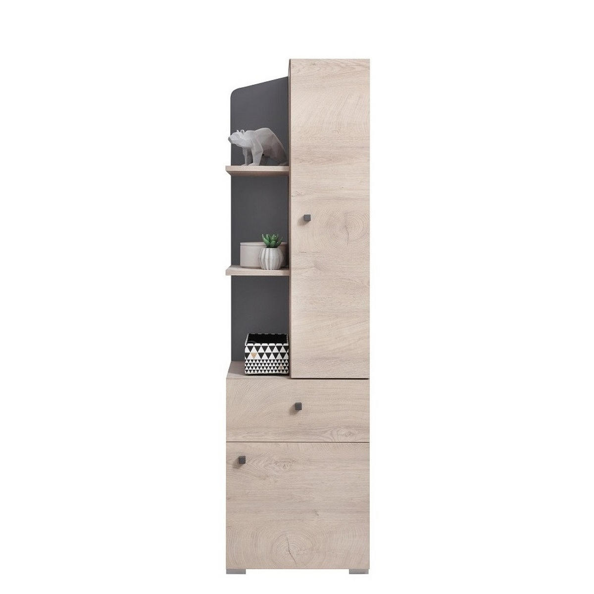 JUGENDZIMMER Davis Set B mit Bett 120 x 200 - Eiche / Anthrazit - Eichefarben/Anthrazit, Holzwerkstoff (124/85/230cm) - QMM TraumMöbel