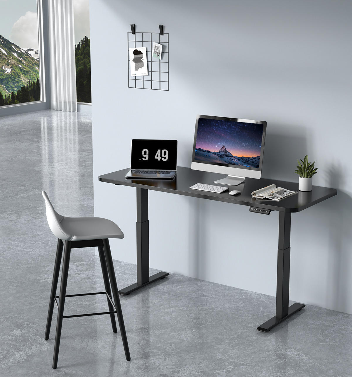 TISCHGESTELL elektrisch höhenverstellbar 72-120 cm Schwarz aus Stahl mit 2 Motoren - Schwarz, Metall (180/60/120cm) - OKWISH