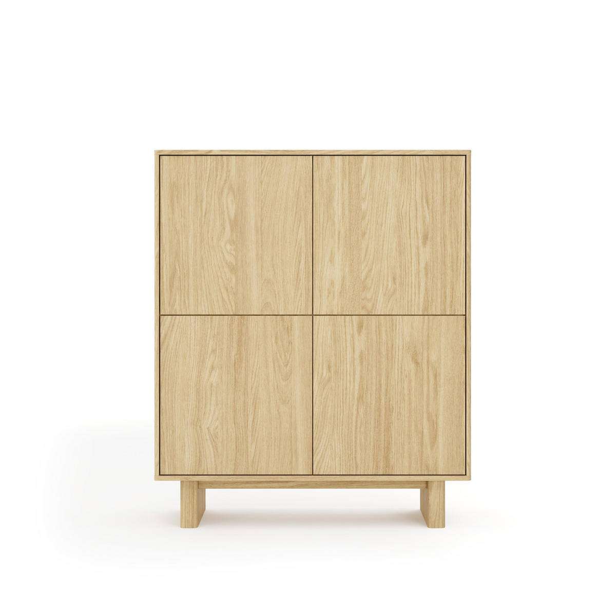 HIGHBOARD VIRONE (Geölte Eiche, 4 Türen, Push-to-Open, hohe Füße) - Eichefarben, Holz/Holzwerkstoff (103/124/38cm) - Ravio