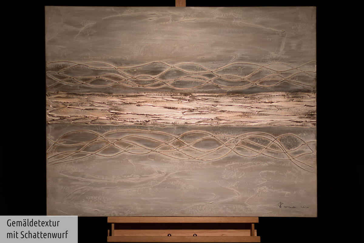 ACRYLBILD HANDGEMALT 100/75 cm - Beige/Braun, Holz/Textil (1.98/75cm) - KUNSTLOFT