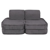 KINDERSOFA Pocket Basic modular 4-tlg. aus Plüschcord in Taubengrau - Graphitfarben, Textil (120/25/60cm) - MeowBaby