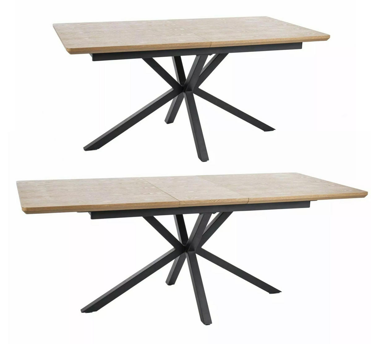 ESSTISCH Laguna Eiche Artisan / Schwarz 160-200 / 90 / 76cm - Eiche Artisan, Holz/Metall (90/200/76cm) - Feldmann-Wohnen