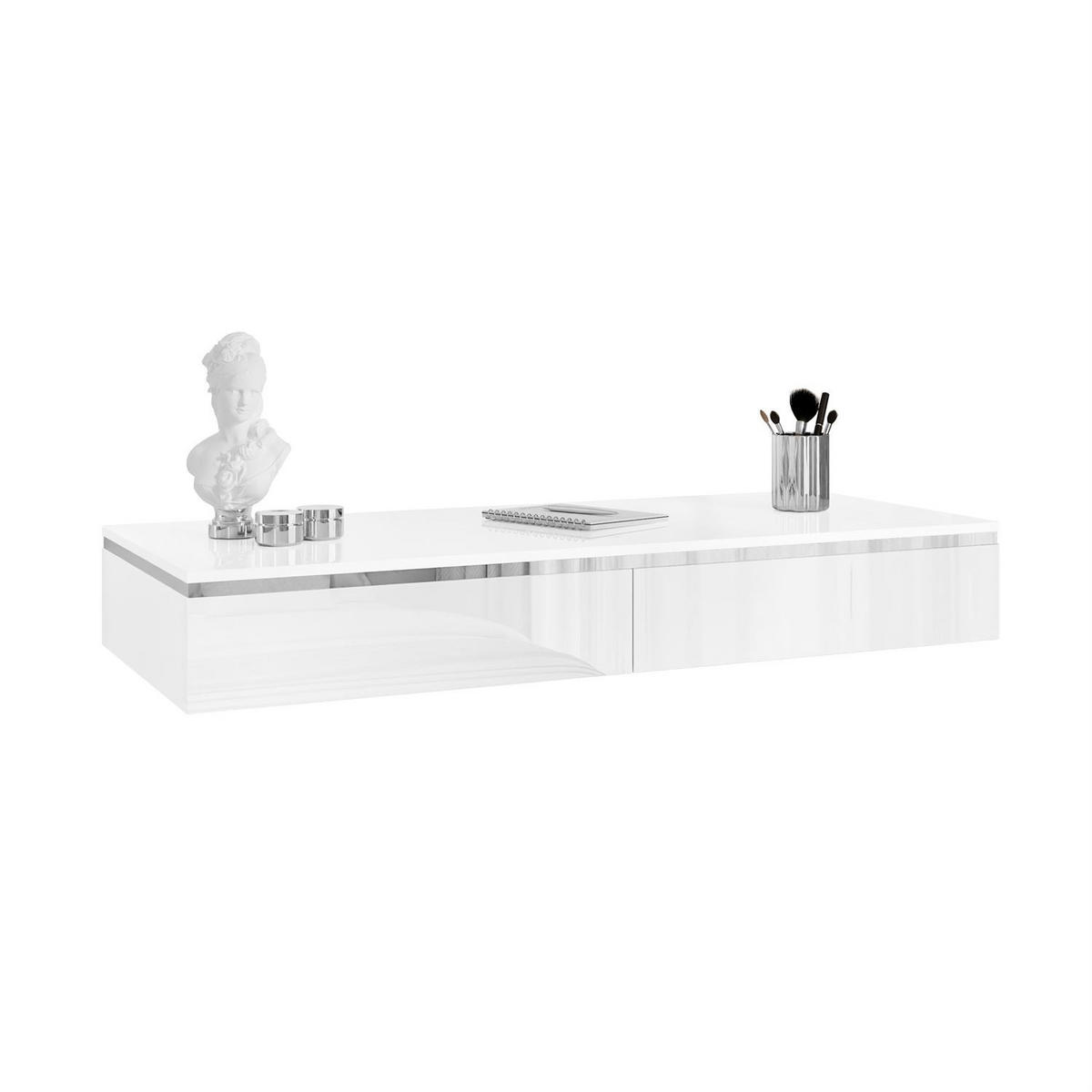 KONSOLEN AURORA SILVER Hängend Hochglanz Weiß - Weiß Hochglanz, Holzwerkstoff (102/15/43.6cm) - Lookway