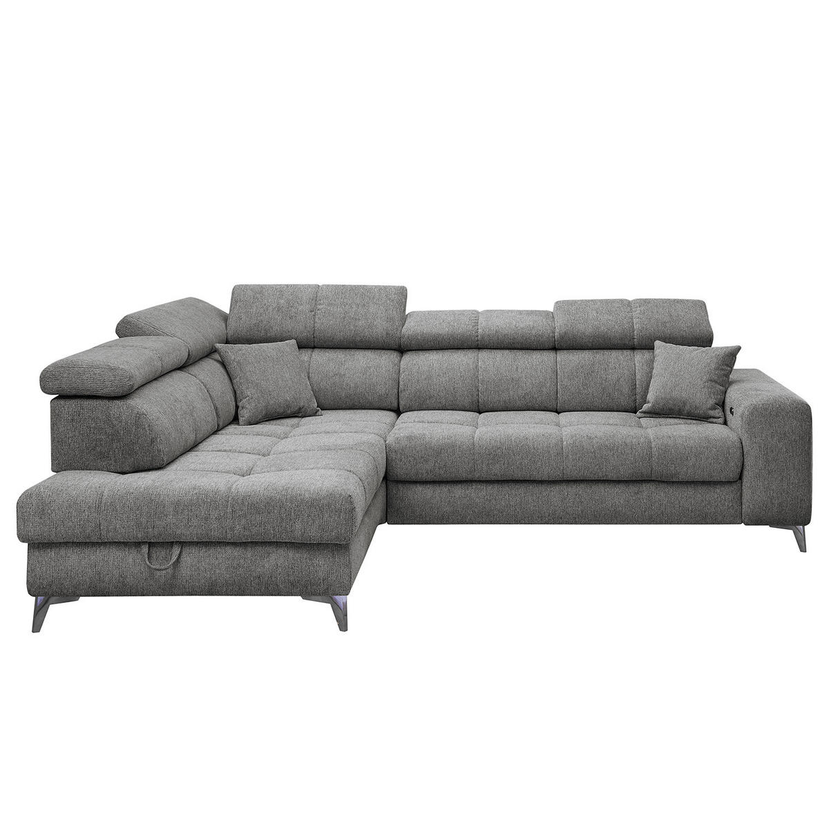 ECKSOFA mit Schlaffunktion - Webstoff - Anthrazit/Schwarz, Kunststoff/Textil (282/198cm) - home24