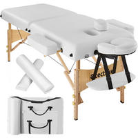MASSAGELIEGE 2 Zonen, 220 x 83 x 87,5 cm,weiß - Weiß, Holz (59/65.5/187cm) - tectake