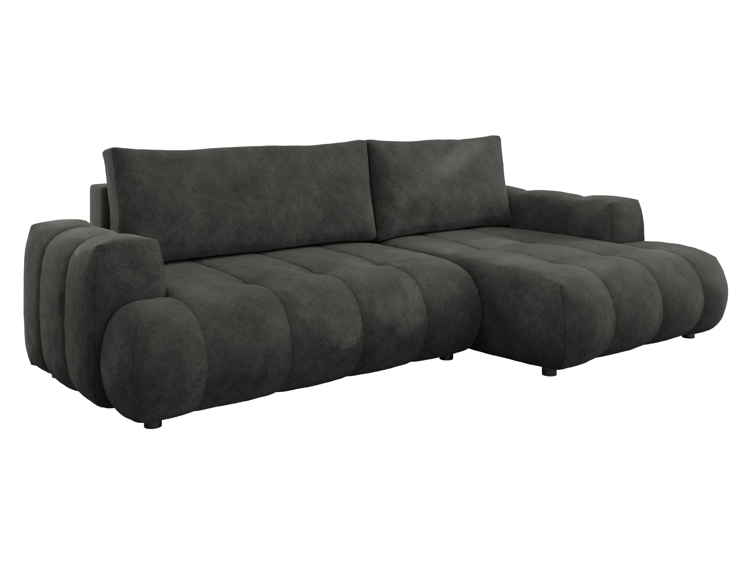 ECKSOFA Haiti, Seite: Rechts 2R+LC - Anthrazit/Schwarz, Holz/Textil (276/156cm) - MIRJAN24