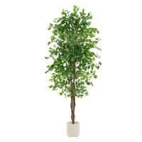 UMĚLÁ ROSTLINA Ficus 210 cm s kmenem z přírodního dřeva pro vnitřní i venkovní použití - černá/zelená barva, textil/plast (210cm) - ML-DESIGN