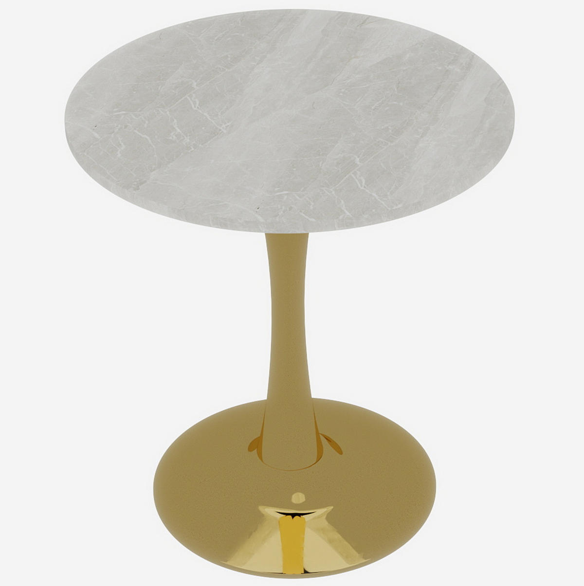 COUCHTISCH 70 cm in Gold/Weiß aus Kunstmarmor–rund und vielseitig - Goldfarben, Stein (70/70/72cm) - Flora Grace
