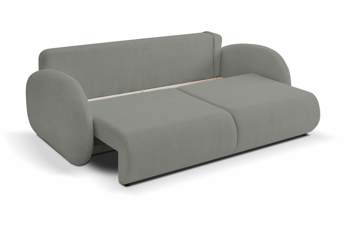 SOFA LOOP Schlaffunktion & Bettkasten PUR-Schaum Schwarze Kunststofffüße skandinavischer Stil lose Rückenkissen freistehend 234x112x86 cm Dark grey - Dunkelgrau, Holz/Textil (234/86/112cm) - DomoHome