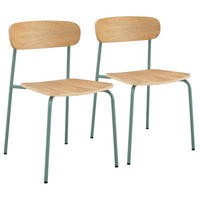 STUHL 2-tlg., Hellblau - Blau, Holz/Metall (52/78/46cm) - Oviala