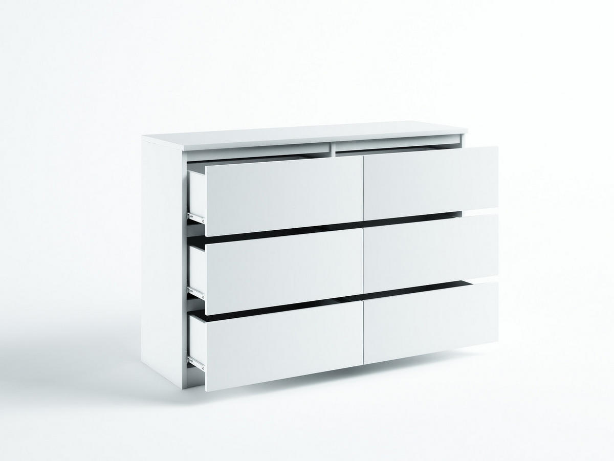 KOMMODE bella6 140 Weiss mat - Weiß, Holzwerkstoff (140/76/35cm) - roe furniture