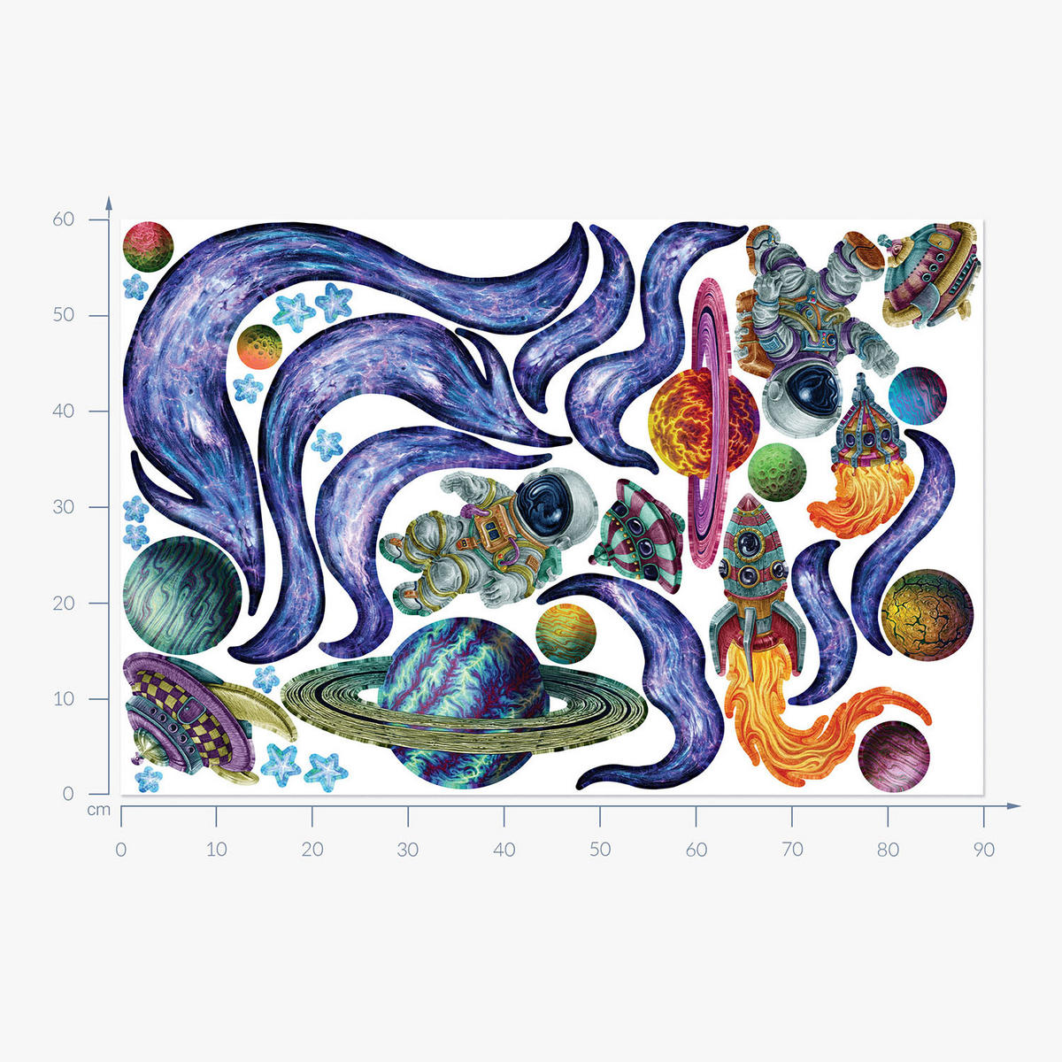 WANDAUFKLEBER 60x90cm - Weltraumträume - Multicolor, Kunststoff (60/90/0.1cm) - Wallfluent