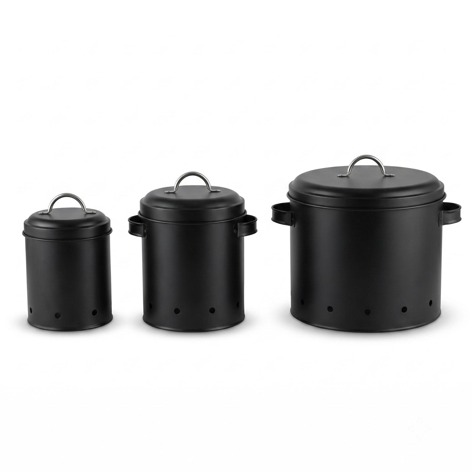 VORRATSDOSE 3er-Set - Schwarz, Metall (28/22/23.5cm) - AROMELIO