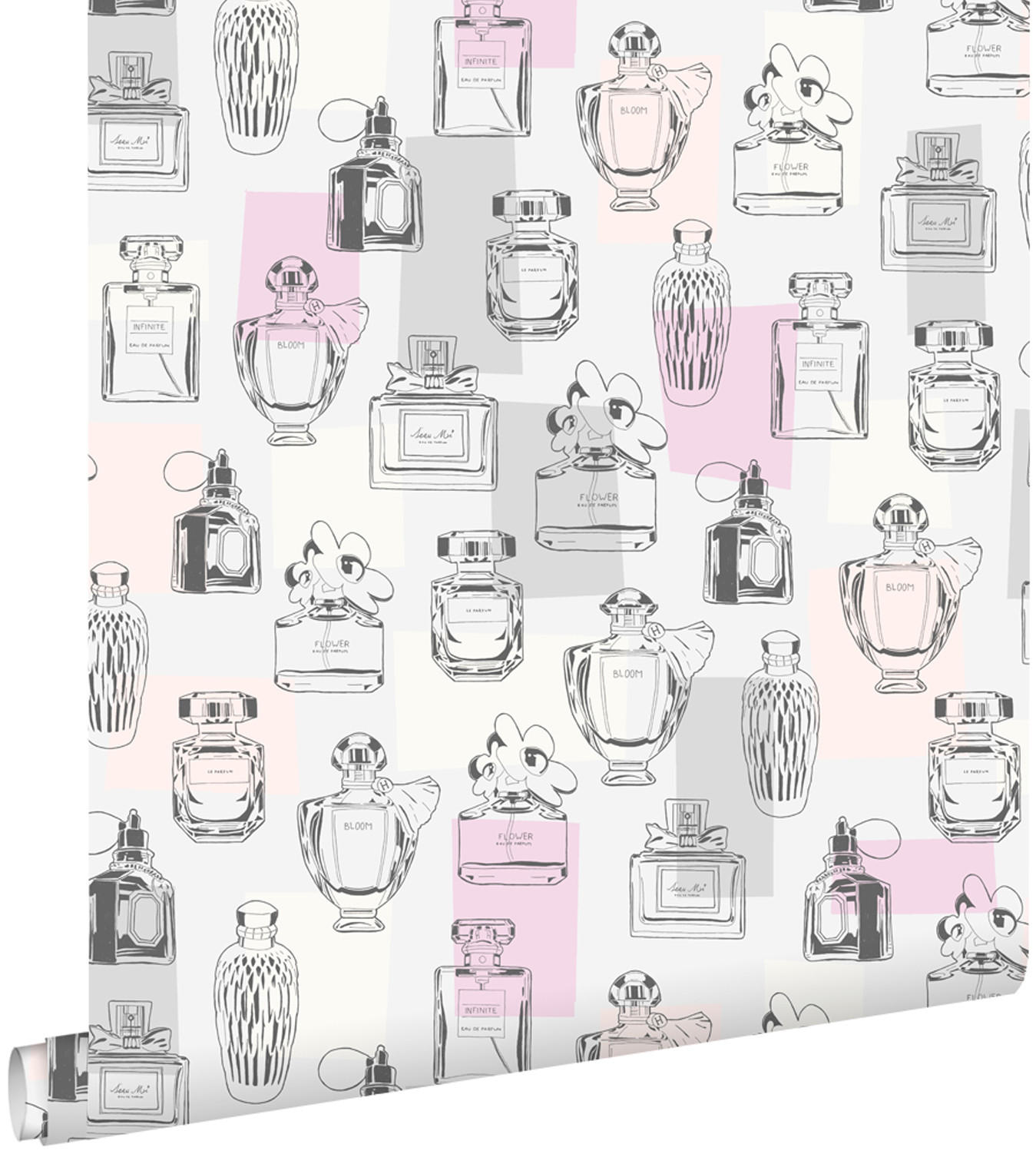 TAPETE Parfumflaschen 53 cm x 10.05 m - Grau, Papier (53/1000cm) - ESTAhome