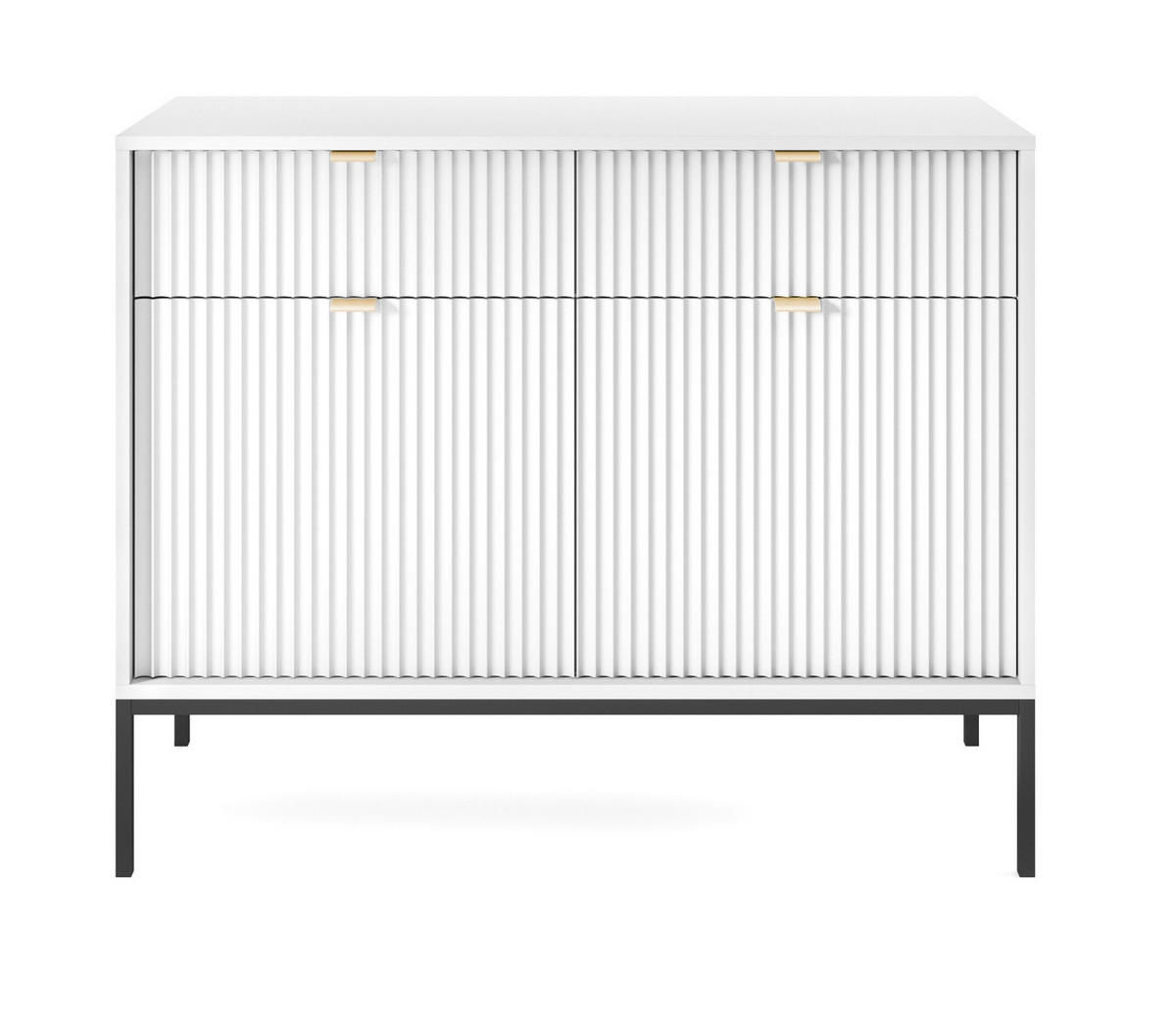SIDEBOARD 104 cm mit Schubladen Galla, Sideboard, Weiß + Schwarz - Schwarz/Weiß, Holz (104/83/39cm) - Emporius