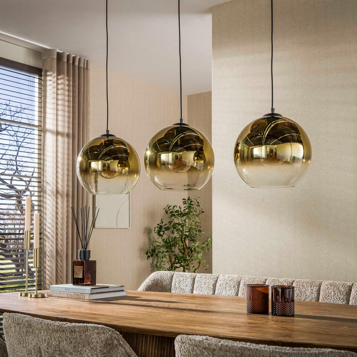 HÄNGELEUCHTE Bubble Gold 29/115/150 cm - Goldfarben, Glas (29/115/150cm) - Hoyz Collection