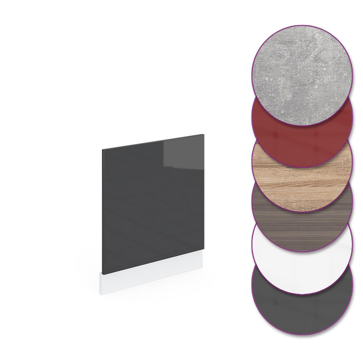 FRONTBLENDE R-Line Anthrazit 60 cm, AP Marmor - Schwarz Hochglanz/Anthrazit, Holzwerkstoff (60/57.2/1.6cm) - Vicco
