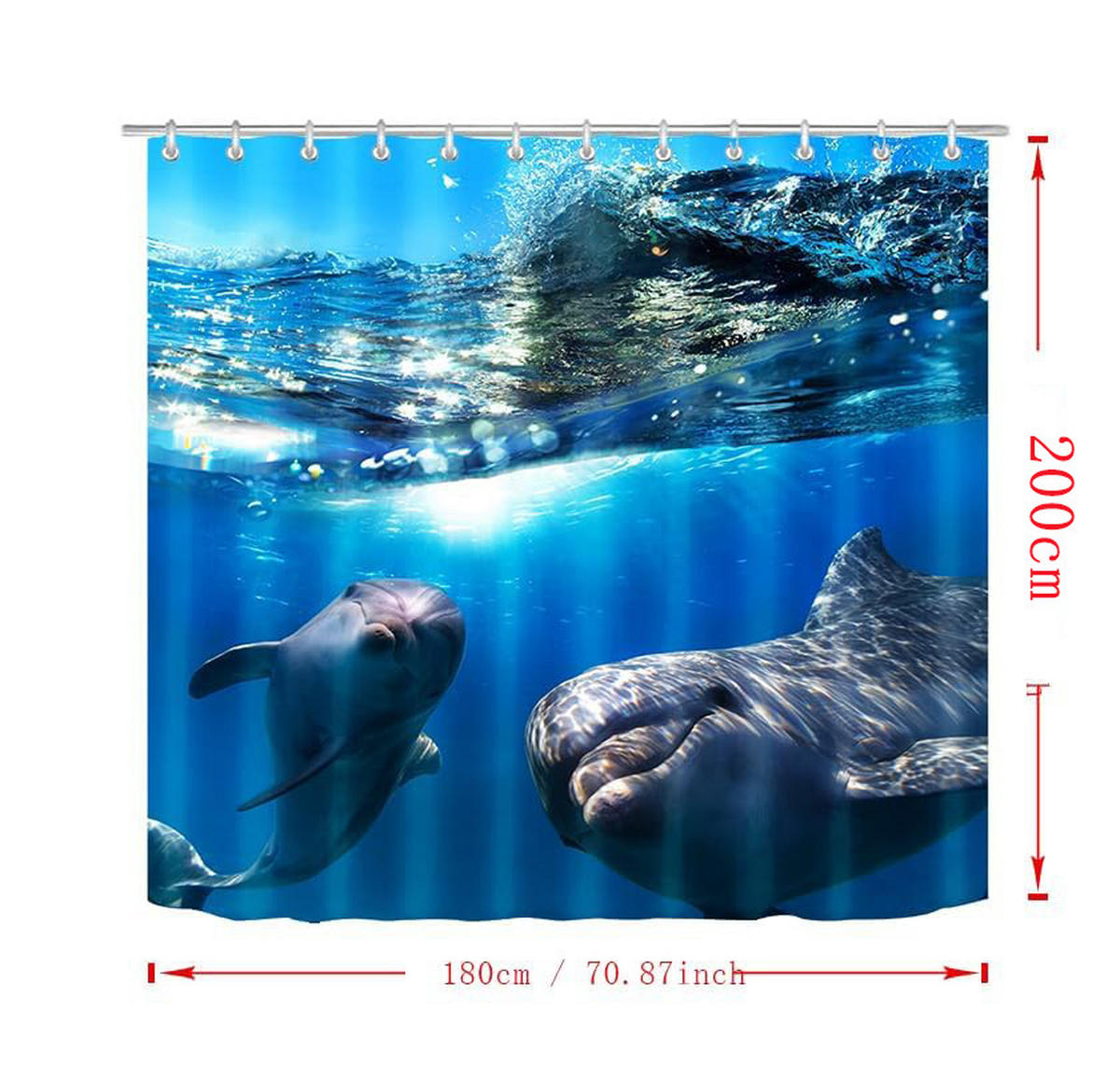 DUSCHVORHANG 3D Polyester schimmelresistent wasserdicht maschinenwaschbar mit Haken - Multicolor, Textil (180/180cm) - MCBOSON