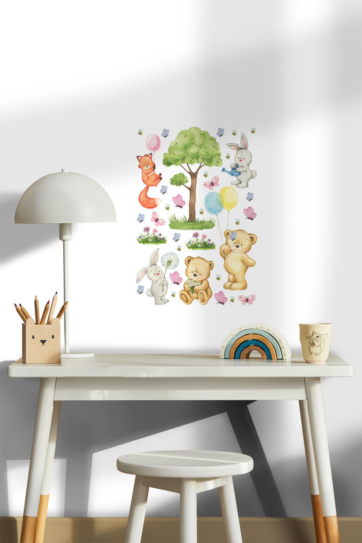 WANDTATTOO Wald mit Waldtieren 65 x 42.5 cm - Multicolor, Papier (65/42.5/42.5cm) - Sanders & Sanders