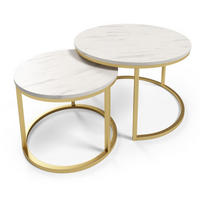 TISCH Weiß Marmur Bianco Goldfarben Rund Mit Metallgestell - Multicolor, Holzwerkstoff (1/1/48.42cm) - Sepro Meble