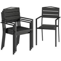 GARTENSTÜHLE 4er Set Stapelbare Terrassenstühle mit Lamelldesign Armlehnen 52 x 51 x 90 cm Schwarz - Schwarz, Metall (52/90/51cm)
