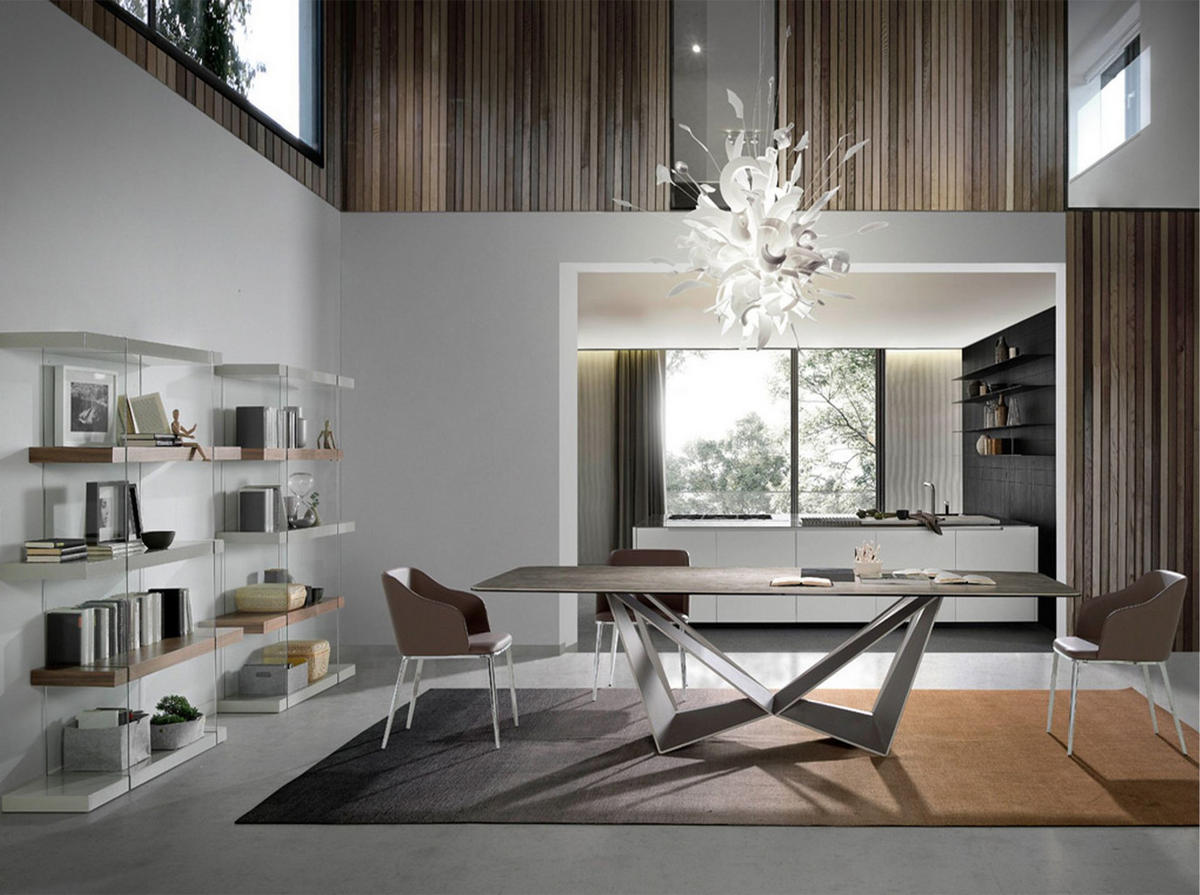 REGAL Regal aus Walnussholz und Glas 140/33/180 cm - Walnussfarben/Grau, Holz (140/180/33cm) - ANGEL CERDA