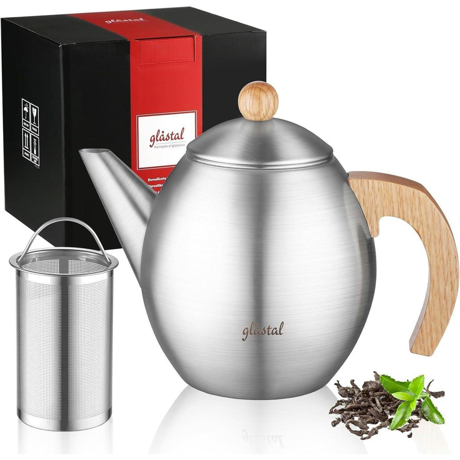 TEEKANNE Edelstahl 1200ml mit Teesieb doppelwandig - Silberfarben, Metall (6.3/6.3cm)