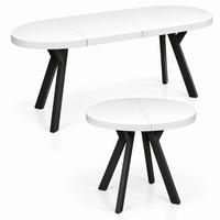 ESSTISCH rund ausziehbar 100/200/76 cm, Weiß, 54 cm Tischplatte + Y Metallgestell Schwarz - Schwarz/Weiß, Holzwerkstoff/Metall (100/200/76cm) - Damale Möbel