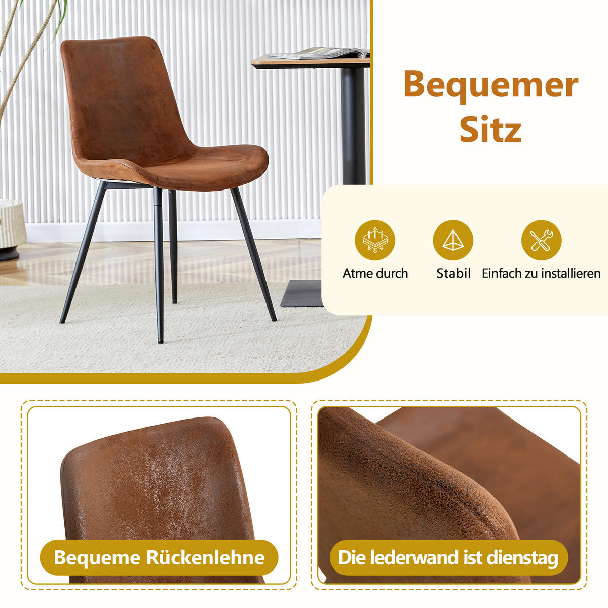 ESSGRUPPE DE-39360 5-teilig, mit Ablagefach und 4 Stühlen Braun - Braun, Holzwerkstoff (160/76/90cm) - ComfortXL