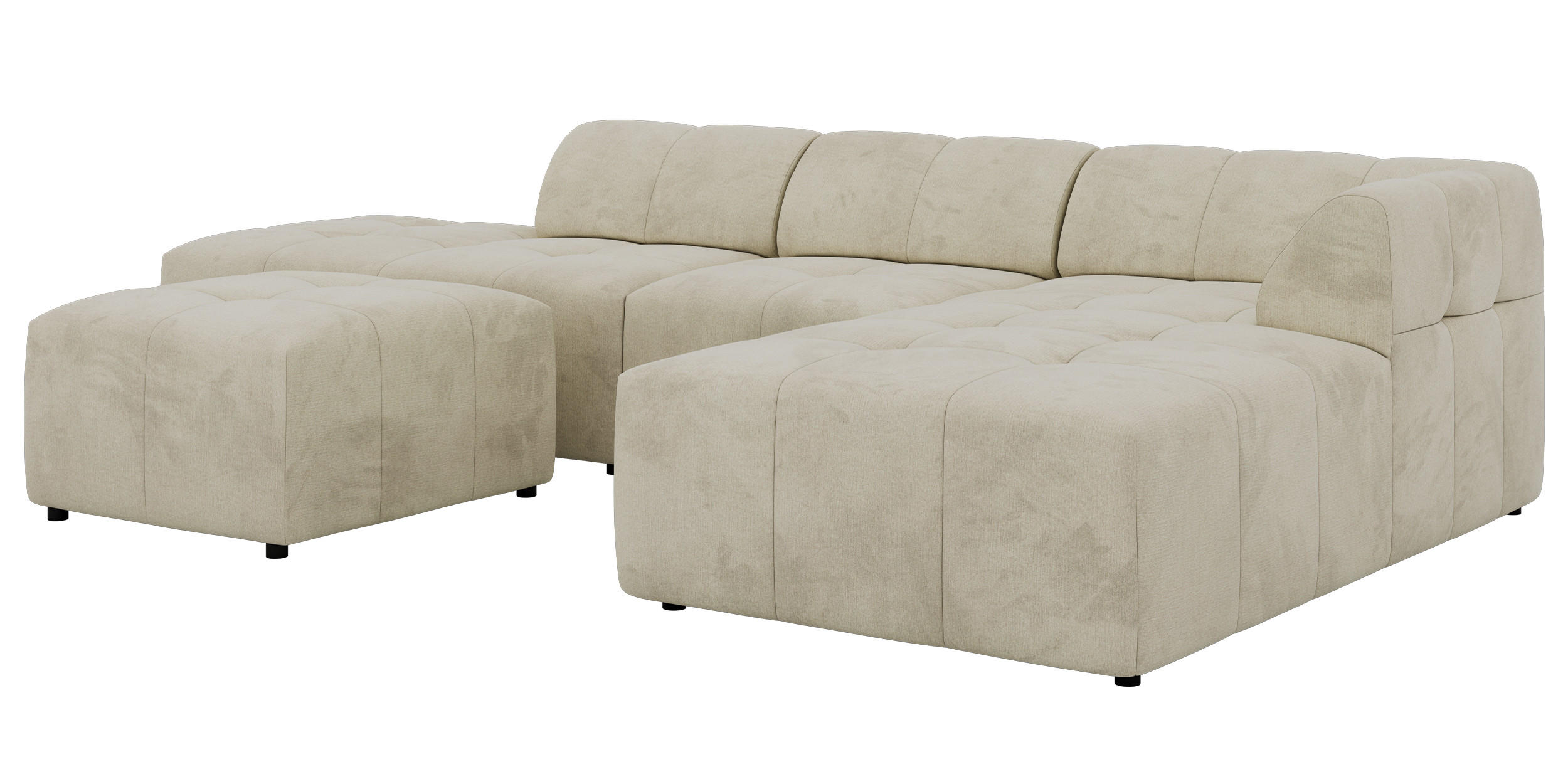 ROHOVÁ SEDAČKA GRIDA 4M L Béžová Samet - Pravá - černá/béžová, textil/plast (176/335cm) - MKS