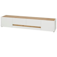 TV-LOWBOARD weiß, Eiche Wotan 223 cm, TV-Unterteil XXL - Eiche Wotan/Schwarz, Holz/Holzwerkstoff (223/40/45cm) - Furn.Design