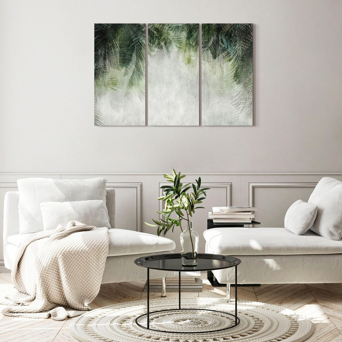 LEINWANDBILD Blätter 3-tlg. 120x80 cm - Multicolor, Holz (120/80cm) - LUMASOUL