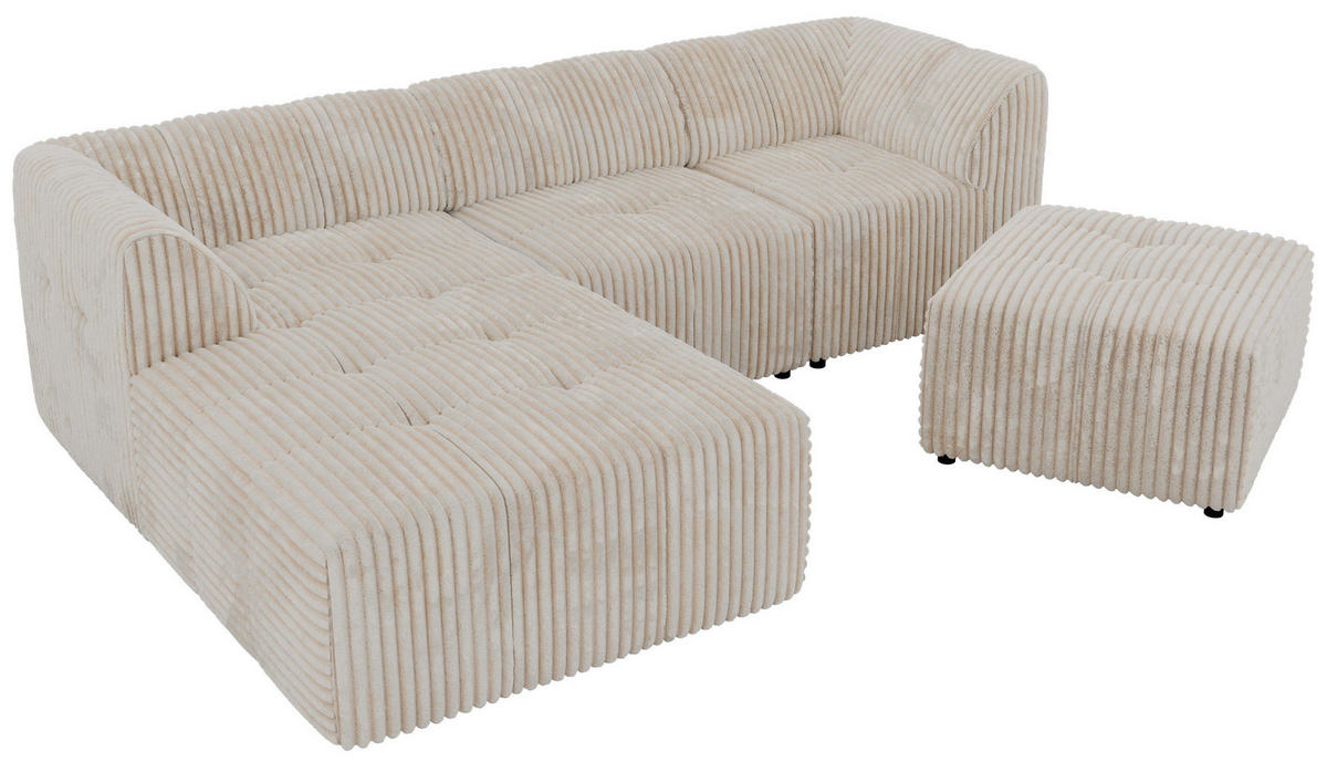 ROHOVÁ SEDAČKA VORITA L 4M - Béžová Manšestr - Vlevo - černá/krémová, textil/plast (267/176cm) - MKS