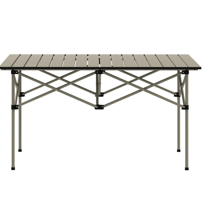 CAMPINGTISCH 95/55/50 cm klappbar mit rollbarer Tischplatte, X-Gestell aus Aluminium, Khaki - Beige, Metall (95/55/50cm) - Redom