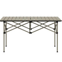 CAMPINGTISCH 95/55/50 cm klappbar mit rollbarer Tischplatte, X-Gestell aus Aluminium, Khaki - Beige, Metall (95/55/50cm) - Redom