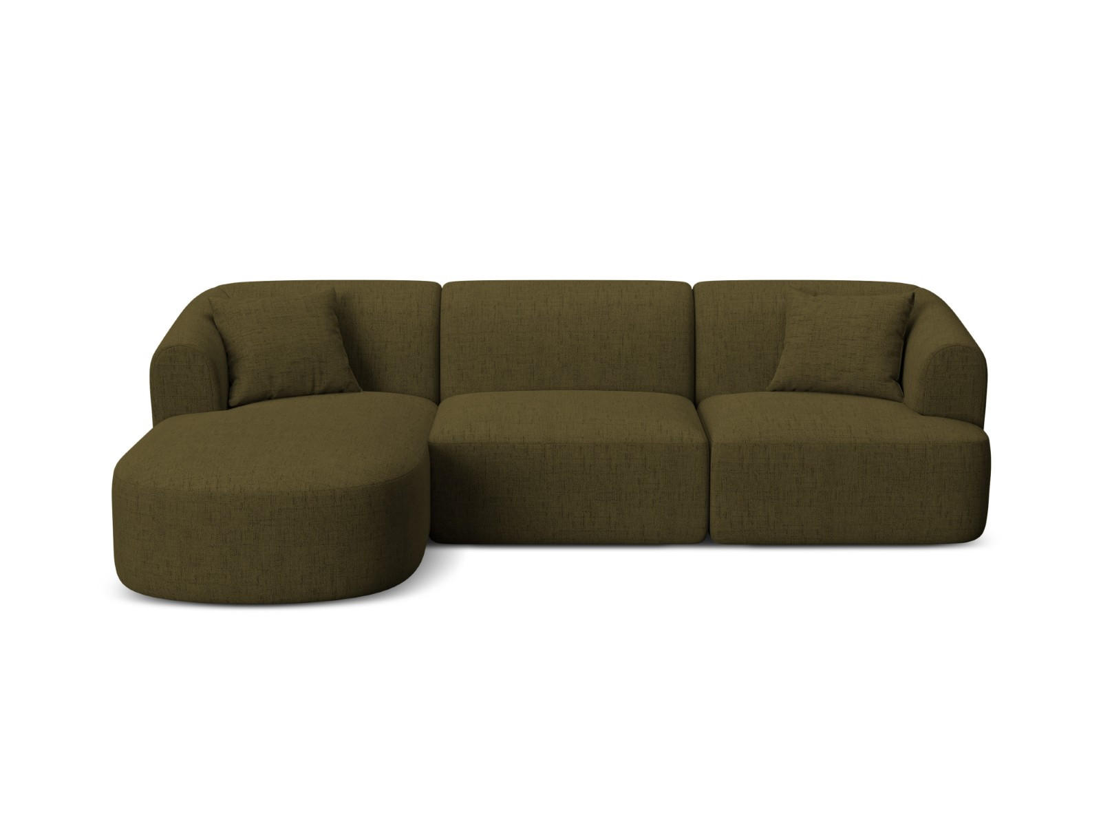 MODULARES-ECKSOFA links Campi aus strukturiertem Stoff grün 4 Sitzplätze - Grün, Textil (156/256cm) - Cosmopolitan Design