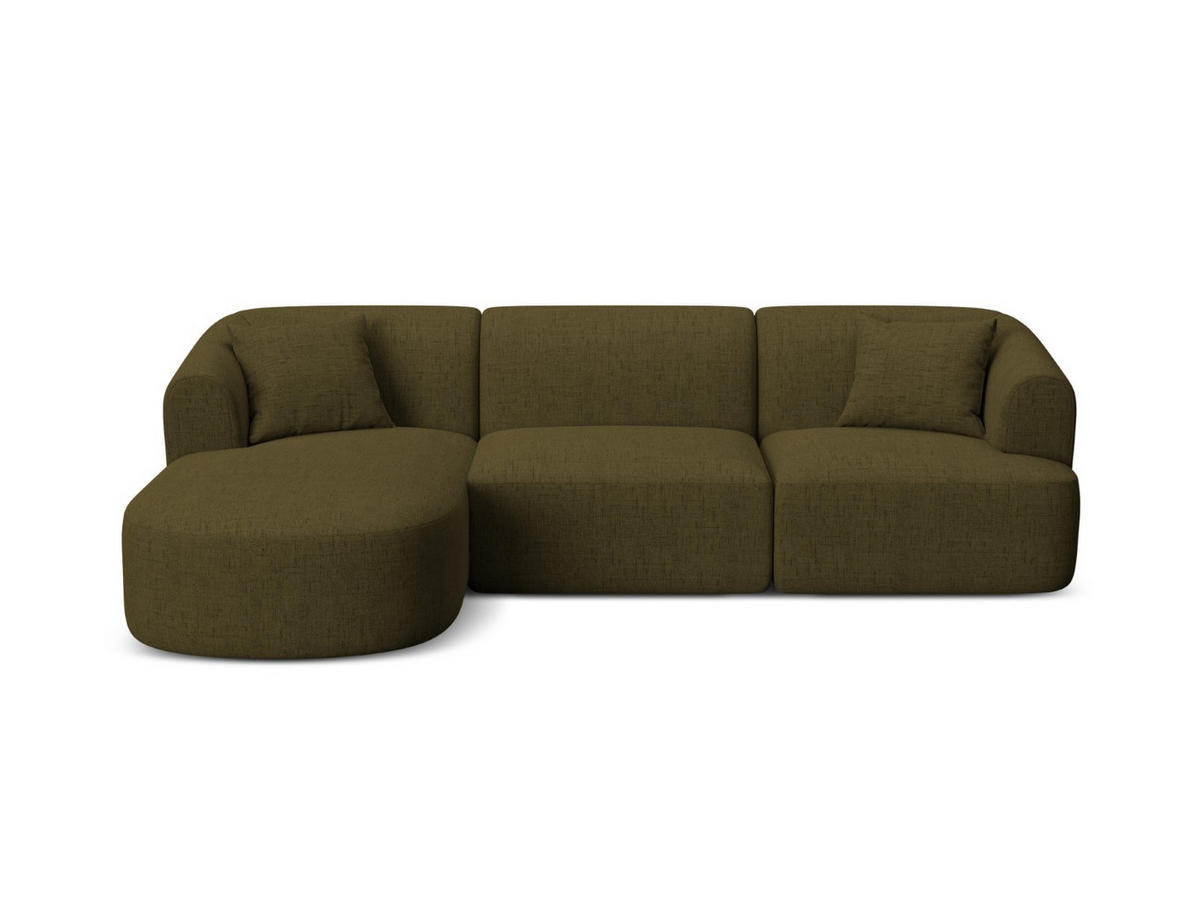 MODULARES-ECKSOFA links Campi aus strukturiertem Stoff grün 4 Sitzplätze - Grün, Textil (156/256cm) - Cosmopolitan Design