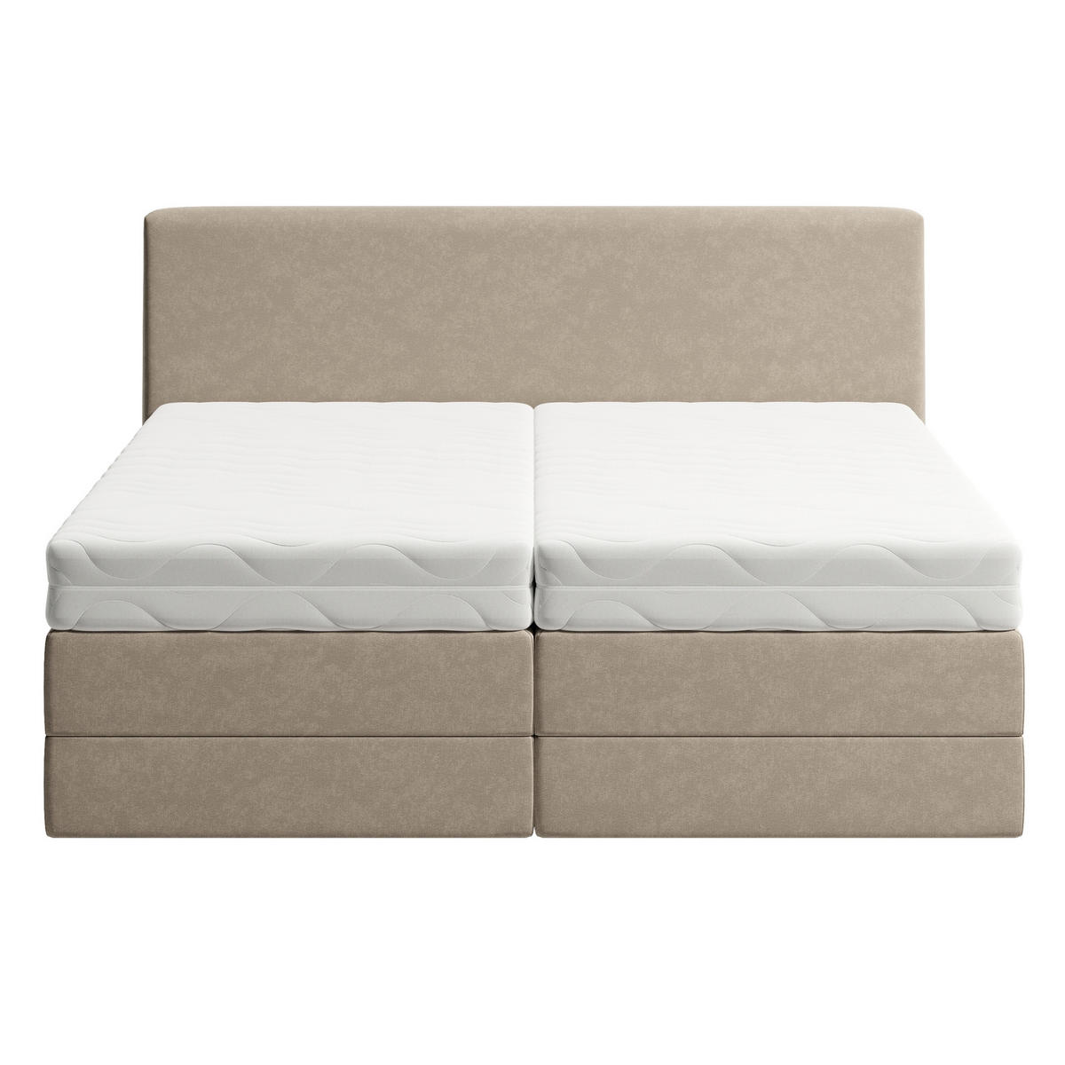 BOXSPRINGBETT mit Bonnell Matratze, mit Kopfteil, 200 x 200 cm, in Beige - Beige, Naturmaterialien (200/200cm) - Home Collective