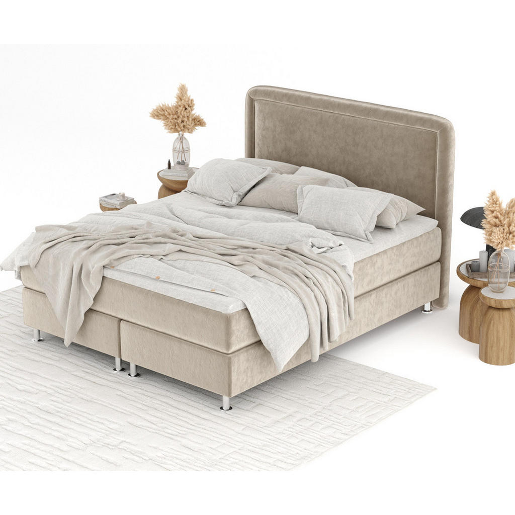 Thumbnail - Maison de Reve Boxbett, Beige, Textil, Buche, Kiefer, H3, Höhe ca. 21 cm, 200x200 cm, Oeko-Tex® Standard 100, FSC 100%, ...