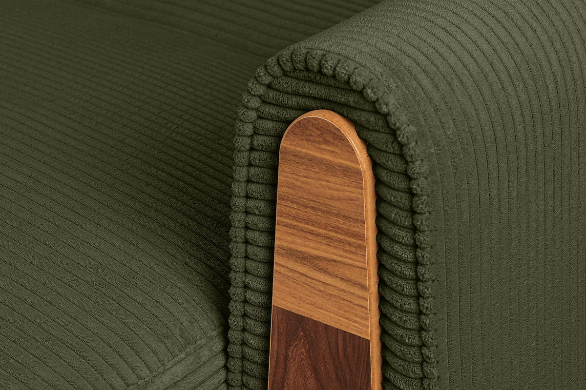 3-SITZER-SCHLAFSOFA GUSTAVO II mit Armlehnen, Olive - Olivgrün, Holz/Holzwerkstoff (230/98/98cm) - KONSIMO®