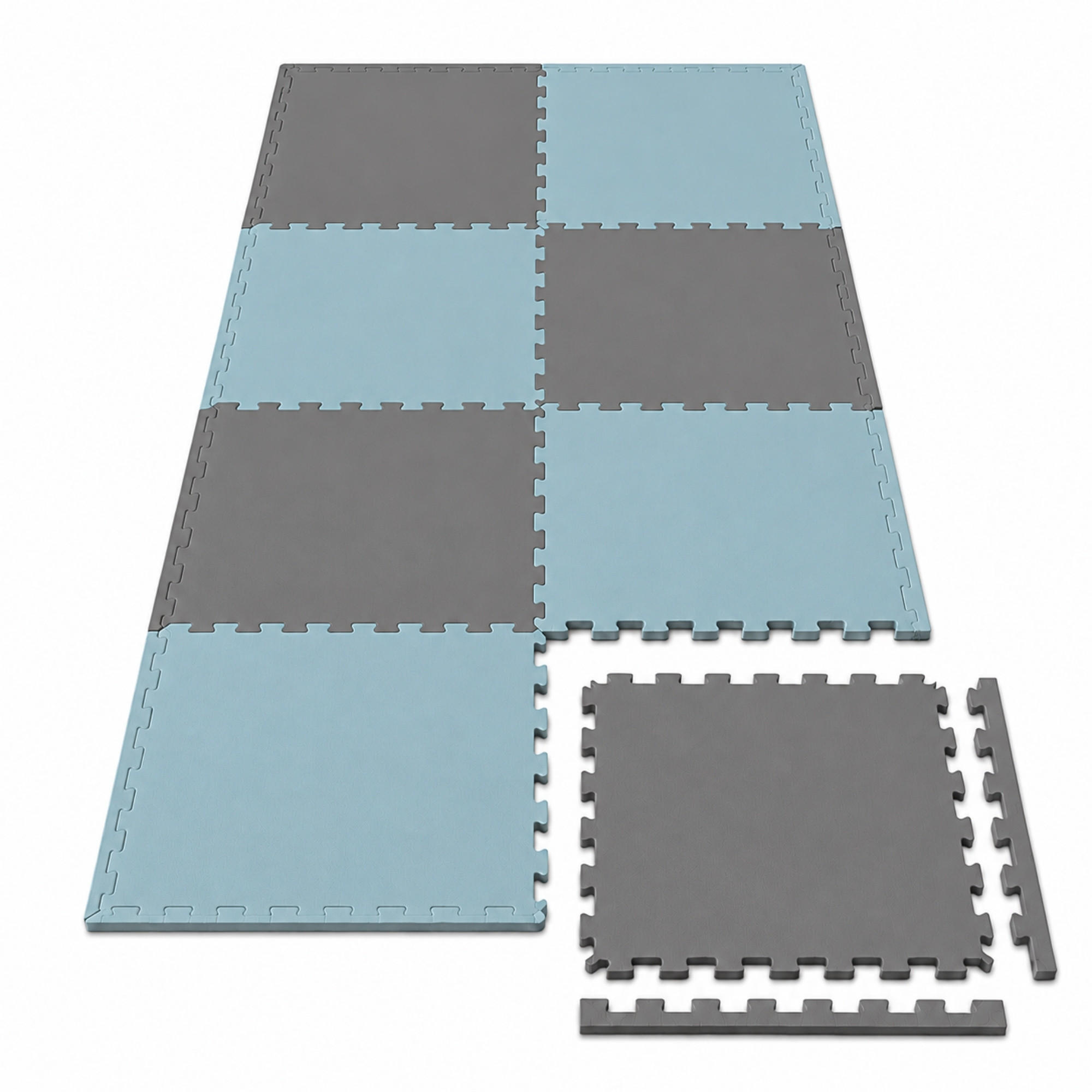 SPIELMATTE mit Rand - 8er Set - 50x50 cm - Beige und Grau - Grau, Kunststoff (50/50cm) - Littletom