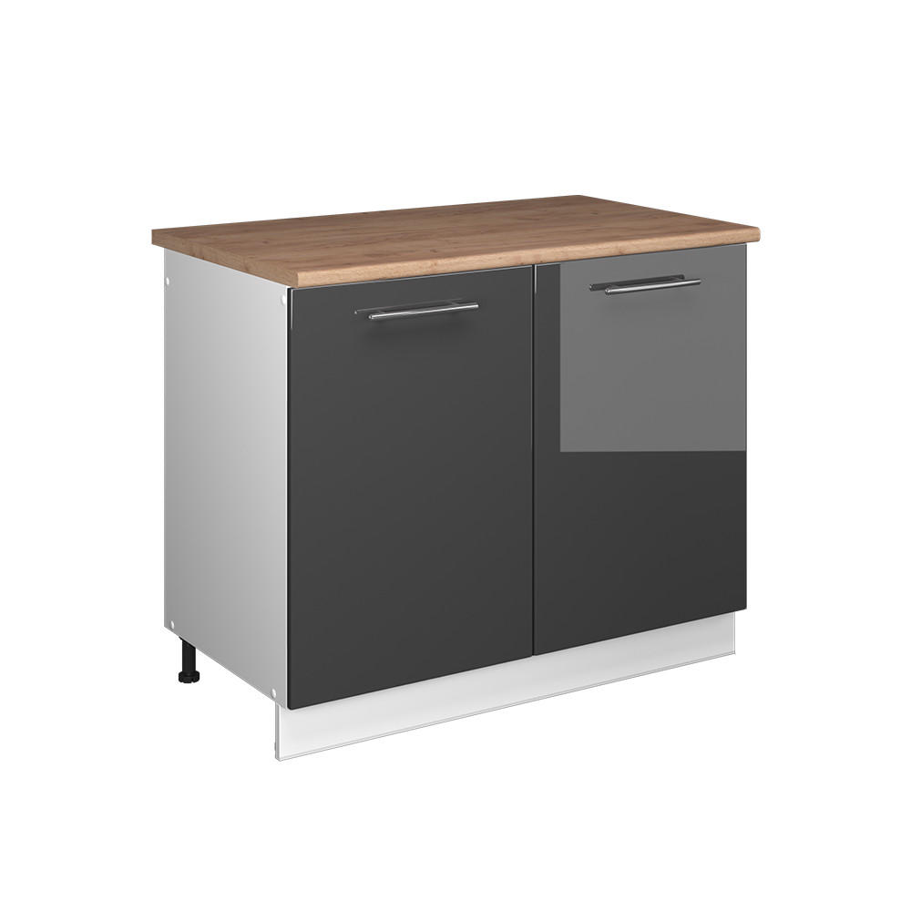 DISKB&Auml;NKSSK&Aring;P Fame-Line, Antracit h&ouml;gblank/Vit, 100 cm, AP Oak Svart h&ouml;gglans, Vit 82/100/60 cm