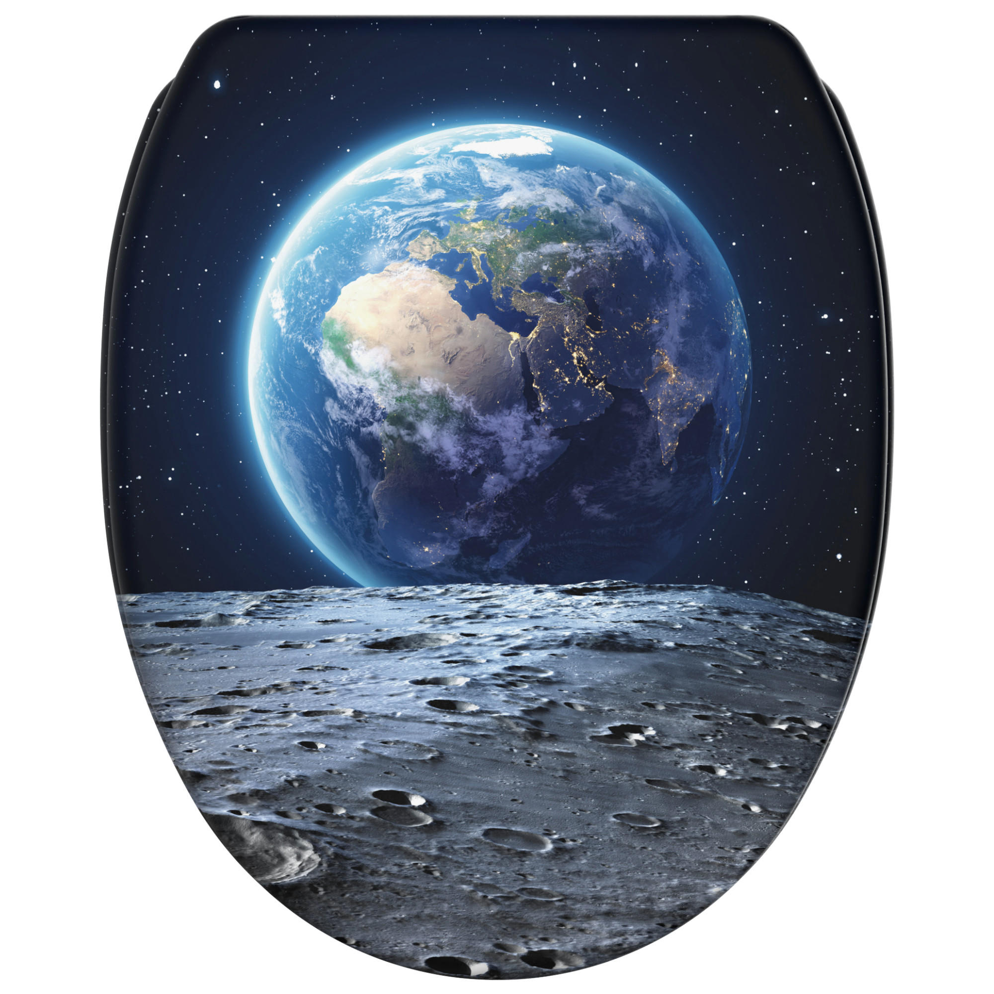 WC-SITZ mit Absenkautomatik & Top Fix Earth - Schwarz, Holzwerkstoff (37.7/5.5/48cm) - Sanilo