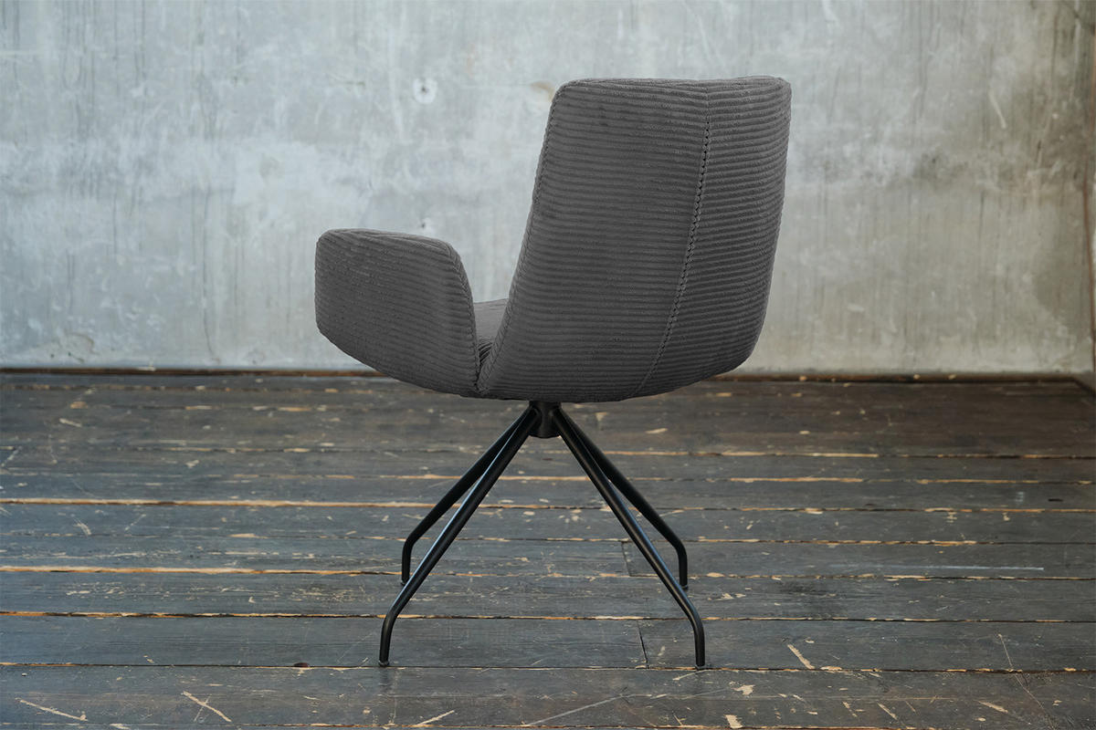 DREHSTUHL NEW CHARME Grau Cord - Dunkelgrau/Grau, Textil (59/87/66cm) - KAWOLA