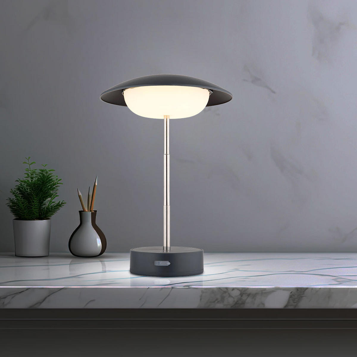 LED TISCHLEUCHTE TOMO Anthrazit - Anthrazit, Metall (15/19/26cm) - Globo Lighting