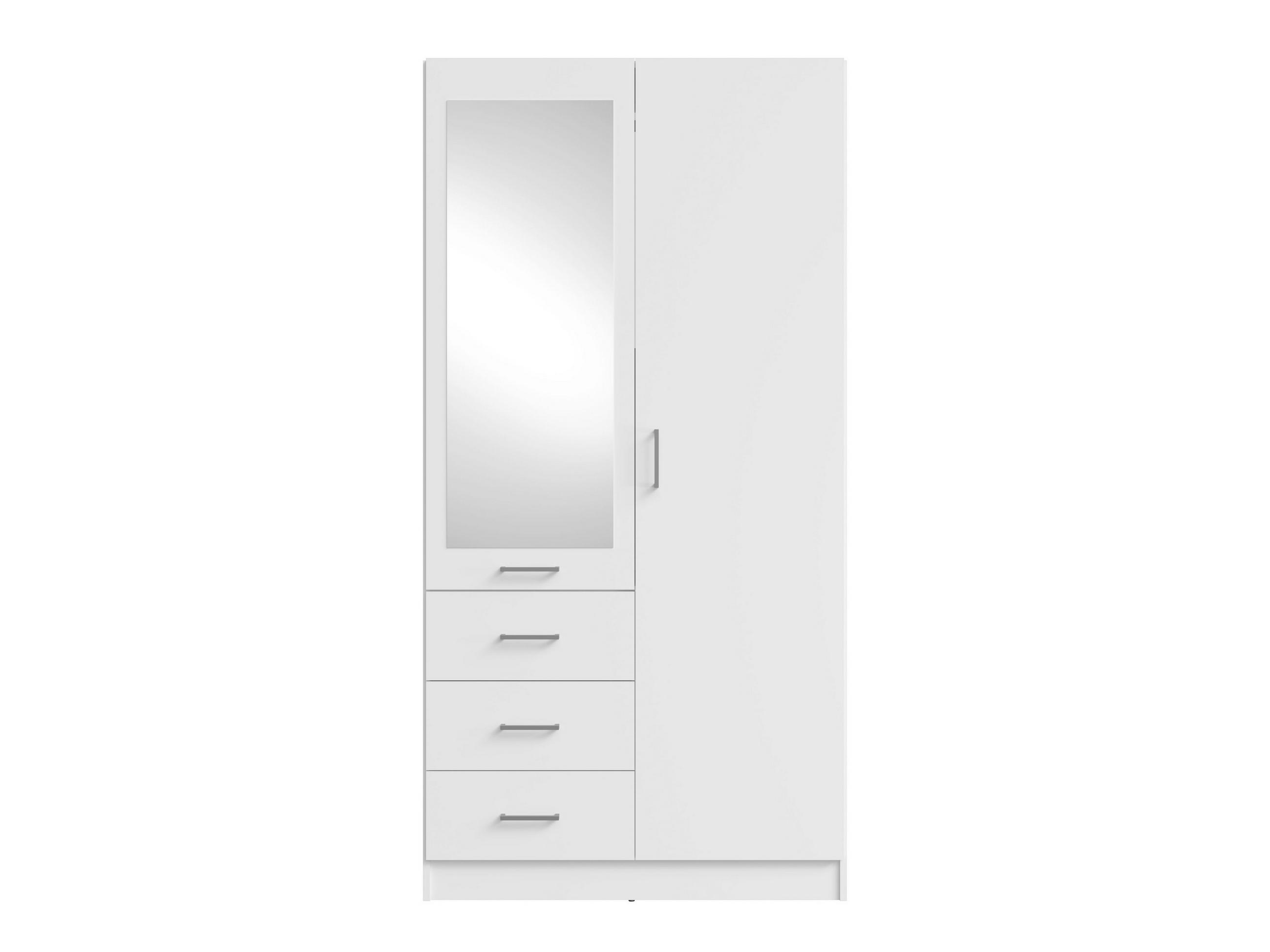 DREHTÜRENSCHRANK NEVARIS 101/200,5/58cm 2-türig mit Spiegel Weiß - Weiß, Holzwerkstoff (101/200.5/58cm) - MASSENO