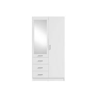 DREHTÜRENSCHRANK NEVARIS 101/200,5/58cm 2-türig mit Spiegel Weiß - Weiß, Holzwerkstoff (101/200.5/58cm) - MASSENO