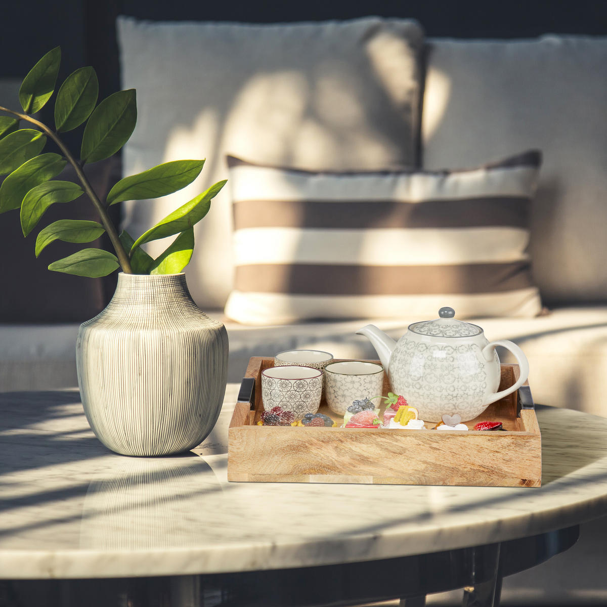 TABLETT - Hellbraun, Holz/Metall (35/7.5/35cm) - Relaxdays