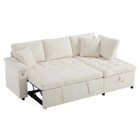 ECKSOFA rechts mit Schlaffunktion, Chenille & Stauraum, 209/130/84 cm, Beige - Beige, Textil (130/209cm) - Redom
